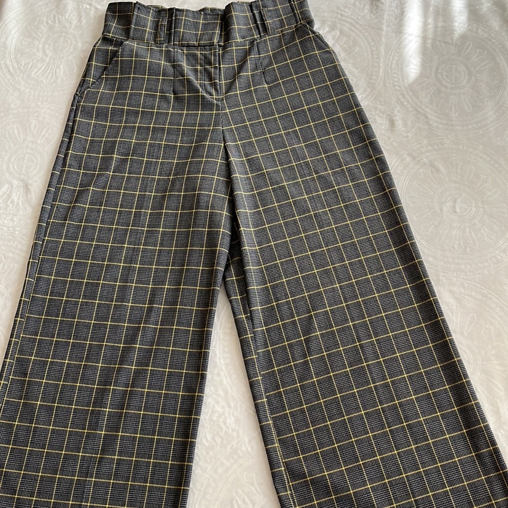 7th Avenue New York & Company size 14 plaid high waisted wide leg pants